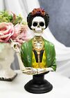Mexican Painter Smoking Lady Frieda Skeleton Portrait Bust Day Of Dead Statue