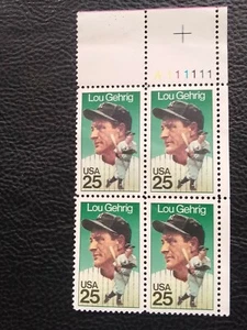 Scotts #2417  25c  LOU GEHRIG Plate Block of 4,   *Ships FREE with Tracking* - Picture 1 of 2