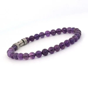 David Yurman 6 mm Herren Amethyst 925 spirituelles Perlenarmband Größe 8,5 Zoll - Bild 1 von 5