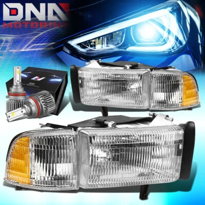 ДЛЯ 1994-2001 DODGE RAM 1500 OE СТИЛЬ ФАРЫ ЛАМПА С КОМПЛЕКТОМ СВЕТОДИОДОВ ТОНКИЙ СТИЛЬ ХРОМ - Изображение 1 из 4