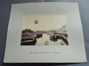 FOTO ANTICA ALBUM ASIA VIETNAM FIUME CANALE SAIGON BARCA MERCATO SPAZZATURA - Foto 1 di 1