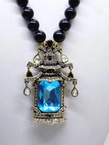 HEIDI DAUS My Garden Imperial Pagoda Beaded Blue Crystal Drop Necklace - Picture 1 of 9