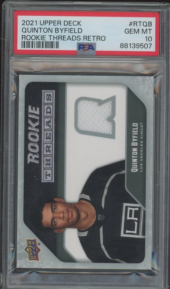 2021-22 Upper Deck Rookie Threads Retro Jersey #RTQB Quinton Byfield PSA 10 - Image 1 of 1