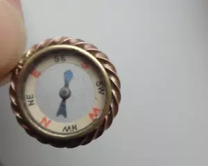 Vintage Working Metal Compass Watch Fob or Charm - Brass & Copper - Picture 1 of 6