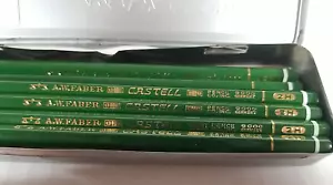 AW Faber Castell 9000 2H Pencils Tin Case With 10 Unsharpened Pencils - Picture 1 of 4
