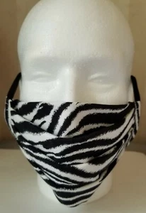 Face Mask Zebra Print Triple Layer Cotton Filter Pocket Washable Reusable OSFM - Picture 1 of 8