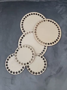 6 Pcs Wooden Basket Bottom Crochet Basket Base Round Circle 10cm (3pcs) 15cm (3) - Picture 1 of 11