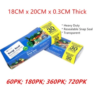 Resealable Snap Seal Storage Bag Food Safe BPA Free Sandwich Plastic Lock Zip - Picture 1 of 5