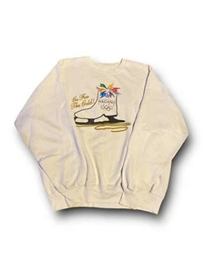 Sudadera de patinaje sobre hielo vintage de los Juegos Olímpicos de Nagano 1998 cuello redondo talla XL blanca - Imagen 1 de 4