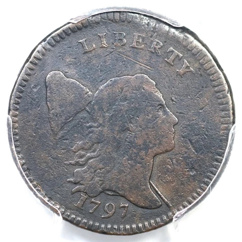 1797 C-3b R-4 PCGS F Details Low Head Liberty Cap Half Cent Coin 1/2c Cover