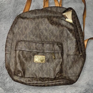 Michael Kors Jet Set Large Brown Signature Back Pack Bag - Picture 1 of 22