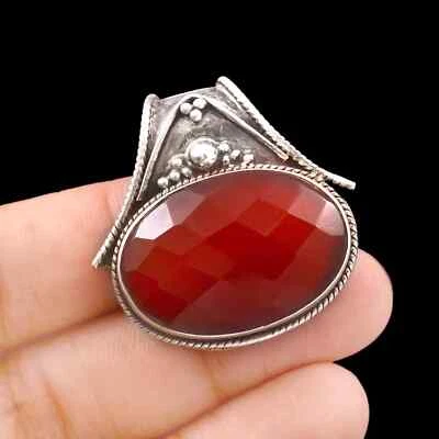 Colgante de piedras preciosas grandes de cornalina natural en plata de ley 925 para mujer oxidada Foto 1 de 3