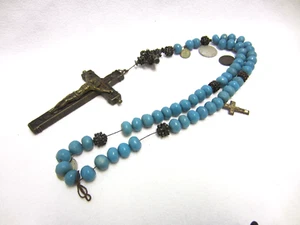 Antiker "ROSENKRANZ" - Museumsstück - Riesig Kreuz 12,5cm - Schachtenbach Glas - Bild 1 von 21