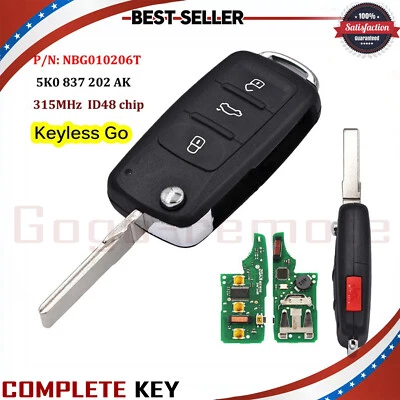 1x Llavero remoto Prox para Volkswagen Beetle Passat CC Jetta 2011-17 NBG010206T Foto 1 de 4