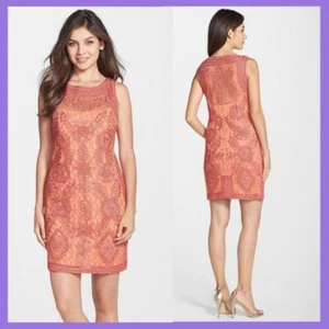 NEW! JS Collections Soutache & Lace Sheath Dress Melon [SZ 4] #N61 - Picture 1 of 4
