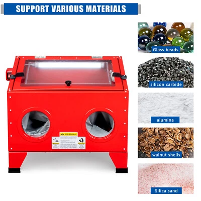 Gabinete jateador de areia abrasivo 25 galões 40-80PSI vermelho - Imagem 1 de 4