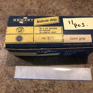 1960s 11 pc. HOMART Dawn Grey Feature Strip 4 1/4" x 5/8 Polys. Tile No. 9077 - Picture 1 of 4