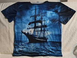 SAILING SHIP BOAT OCEAN WATER NIGHT T-SHIRT SHIRT - Picture 1 of 4