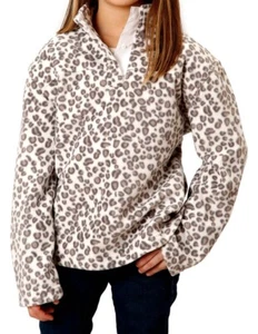 Roper Western Sweatshirt Girls Snow Leopard White 03-298-0250-6182 WH - Picture 1 of 2