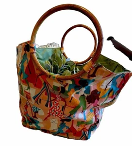 VTG NEIMAN MARCUS Chic Purse/ToteBamboo Handle Bohemian Retro  - Picture 1 of 6