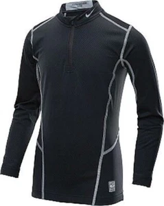 NIKE Pro Combat Hyperwarm Lite Fitted Black 1/4 Zip L/S Training Shirt Boys Sz S - Picture 1 of 3