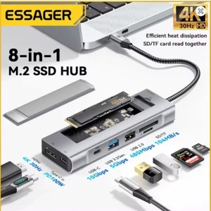 Essager 8-in-1 USB-C Hub M.2 NVMe SSD Festplattenspeicher Kartenleser - Bild 1 von 1