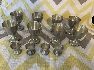 VINTAGE WMF Rein Zinn ZINNBECHER SET 8 Becher & 4 Eierbecher - Bild 1 von 14