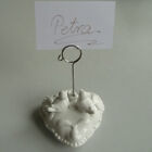 Placecard card holder porcelain heart with birds wedding baptism bird 8 cm