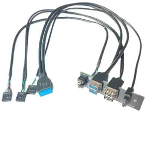 Hauptplatine Frontblende Kabel 19P 9P auf Typ-C 2-Ports USB 2.0 3.0 HD Audio 3,5 mm - Bild 1 von 3