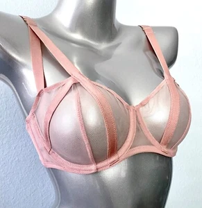 Nuevo con etiquetas Sujetador Victorias Secret Muy Sexy Sin Forro Malla Transparente Tirantes Bandas Rosa 34A - Imagen 1 de 4
