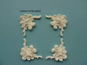 Esquinas decorativas pluma y pergaminos x 4 onlay muebles molduras aplique PSCX4 - Imagen 1 de 4