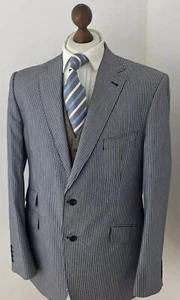 M&S Sartorial Nova Fides Italian Cotton Mix Boating Striped Blazer Jacket 44 M - Picture 1 of 16