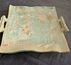 Vintage Mid-Century Pottery Stoneware Serving Tray With Handles - Picture 1 of 8