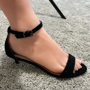 Dorothy Perkins Womens Faux Suede Black Sandals Shoes Sz 6 - Picture 1 of 9