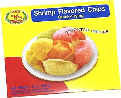 1 Paquete - 8 OZ Libélula Camarón Asiático Sabor Chips Color Crudo Freír Rápidamente Foto 1 de 2