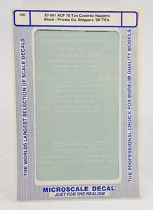 MICROSCALE HO SCALE 87-661 ACF 70 TON COVERED HOPPER PRIVATE CARS '39 -70' - Picture 1 of 1