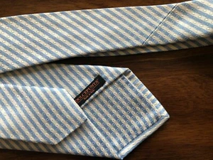 100% ITALIAN SILK BABY BLUE/WHITE STRIPED DOLCEPUNTA MEN'S CLASSIC TIE-FLAWLESS - Picture 1 of 4