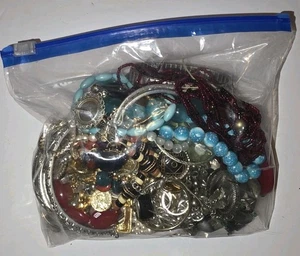 Costume Jewelry Lot, Bulk Wearable & Craft, Bag of Necklaces Bracelets Rings - Picture 1 of 15