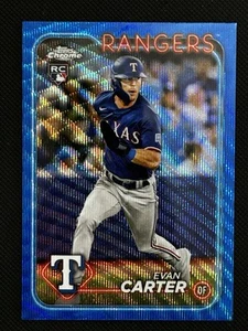 2024 Topps Chrome Evan Carter Blue Wave /75 Rookie RC #136 Texas Rangers - Picture 1 of 2