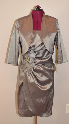 R & M Richards NWT Beige Taupe Metallic Formal Jacket/Dress 2 pcs set, sz 18 - Image 1 of 4