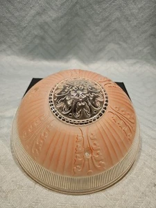 Plafoniera anni 40 3 catene vetro rosa/rosa art deco art nouveau - Foto 1 di 9