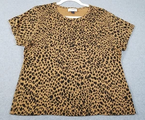 Universal Thread Top Womens 2XL XXL Black Brown Leopard Animal Print Stretch Tee - Picture 1 of 9
