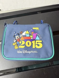 Walk Disney World 2015 Mini Trading Pin Collector Bag Blue Embroidered Mickey - Picture 1 of 8