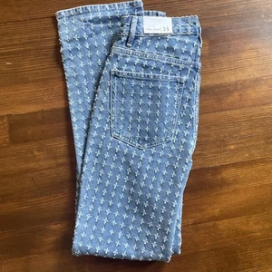 Jeans donna PacSun Dad taglia 25 blu testurizzato sfilacciato denim bottoni mosca nuovo con etichette cotone - Foto 1 di 9