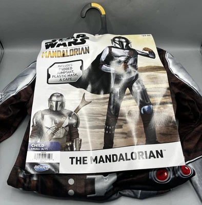 Kids Small 6/7 Star Wars Mandalorian Costume With Mask And Cape NEW - Image 1 of 4