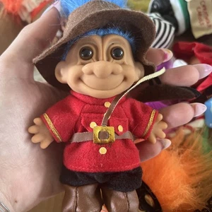 VTG Russ Canadian Mountie 5" Troll Doll Red Hair Boots Uniform Hat - Picture 1 of 3