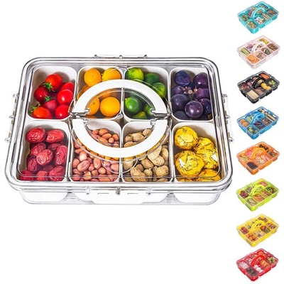 Divided Serving Tray with Lid and Handle - Snackle Box Charcuterie Container ... - Image 1 of 4