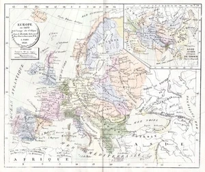 Europa Europa 1453 Gutenberg continente mapa mapa mapa litografía yoes 1836 - Imagen 1 de 1
