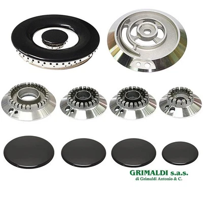 BRUCIATORI E PIATTELLI LUCIDI PIANO COTTURA SMEG CUCINA 5 FUOCHI KIT COMPLETO