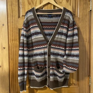 Paul Fredrick Cardigan Sweater Mens L Fall Winter Pattern Preppy Grandpacore - Picture 1 of 13
